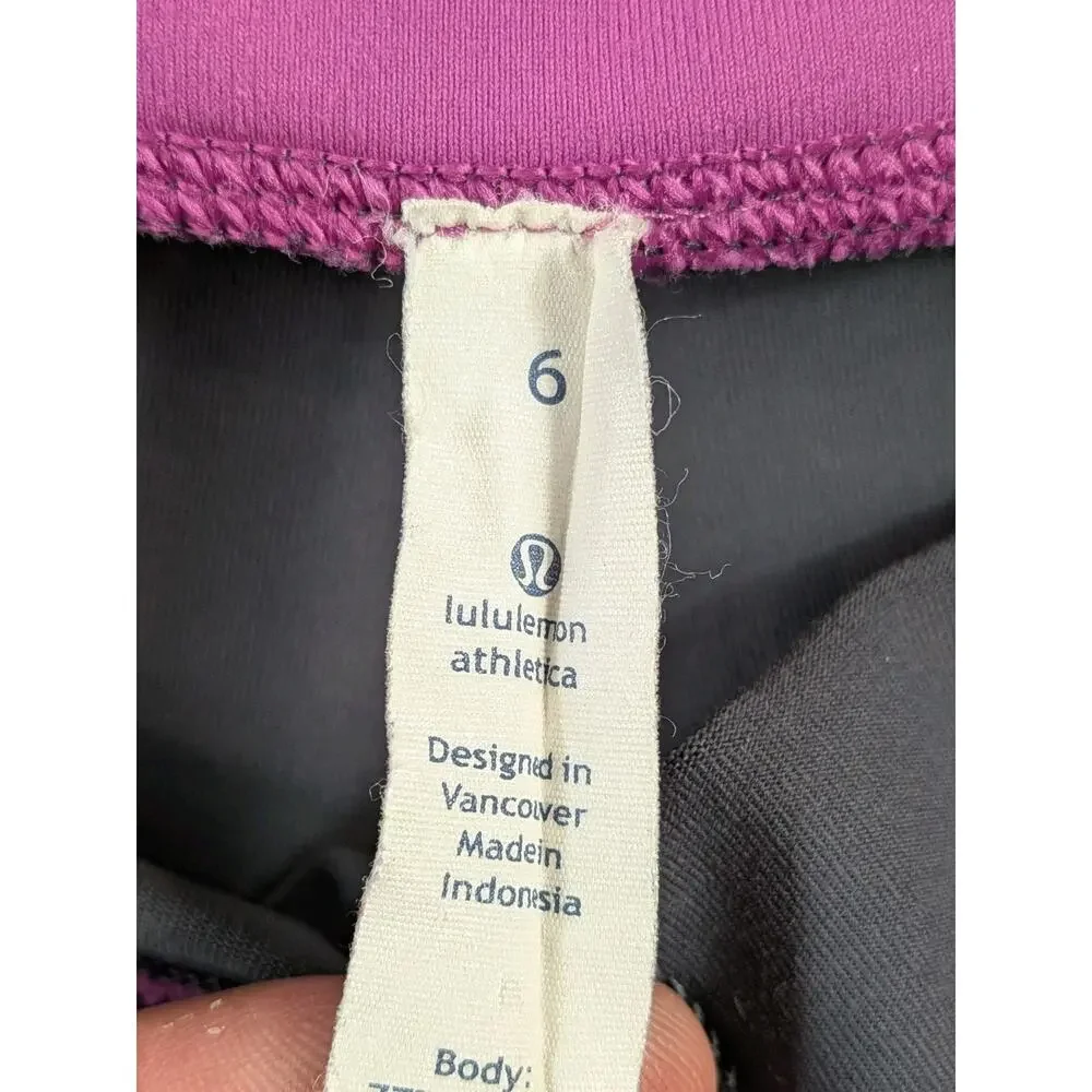 Lululemon Inspire Leggings Gray Pink Yoga Running Pockets Womens Sz 6